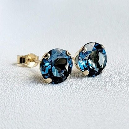 London Blue Topaz Stud Earrings – 14K Gold, Gold Filled, or Sterling Silver Jewelry