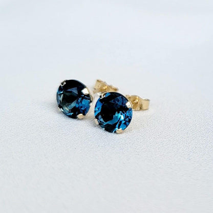 London Blue Topaz Stud Earrings – 14K Gold, Gold Filled, or Sterling Silver Jewelry
