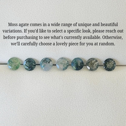 Moss Agate Stud Earrings – 14K Gold, Gold Filled or Sterling Silver