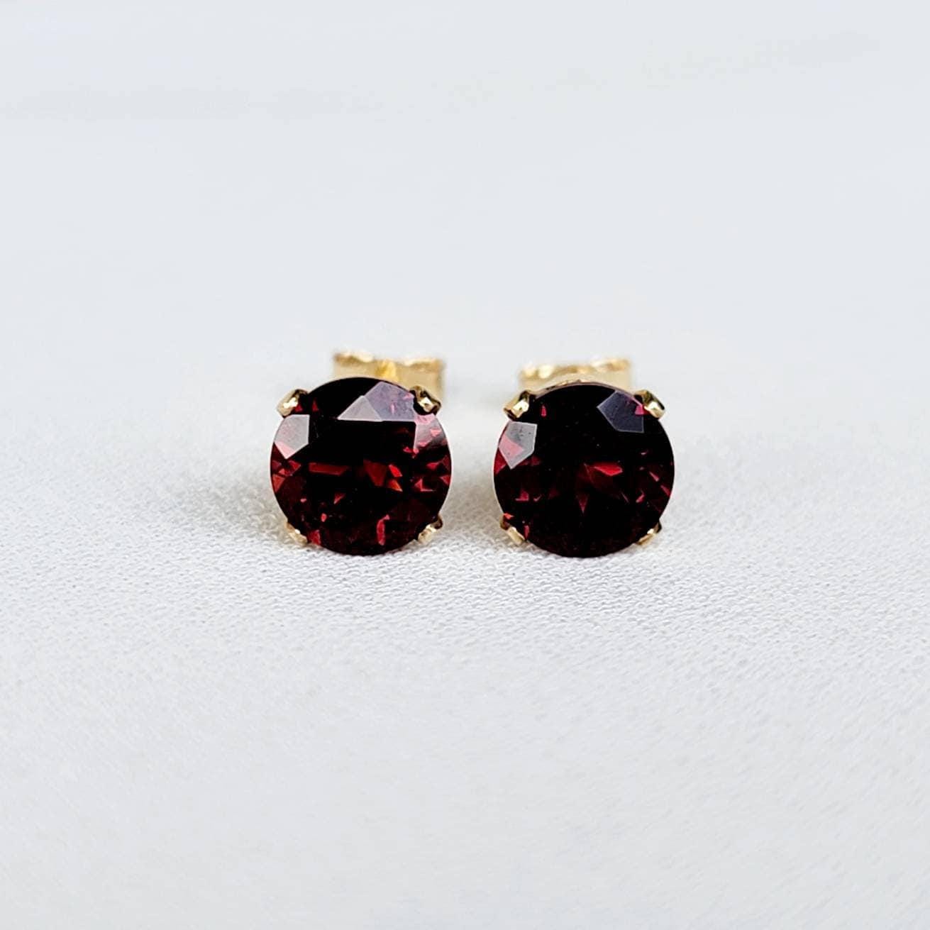 Garnet Stud Earrings – 14K Gold, Gold Filled or Sterling Silver