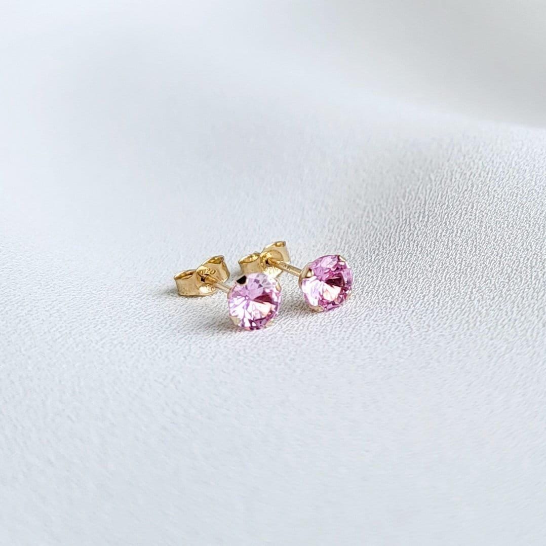 Lab Grown Pink Sapphire Stud Earrings – 14K Gold, Gold Filled or Sterling Silver