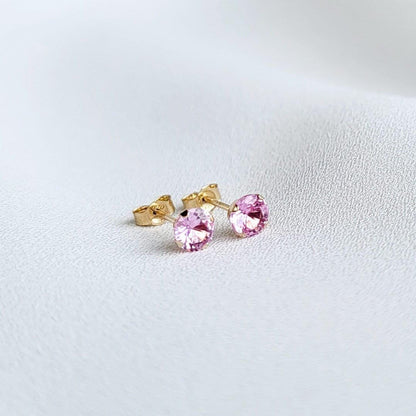 Lab Grown Pink Sapphire Stud Earrings – 14K Gold, Gold Filled or Sterling Silver