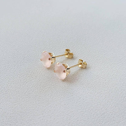 Pink Chalcedony Stud Earrings – 14K Gold, Gold Filled or Sterling Silver