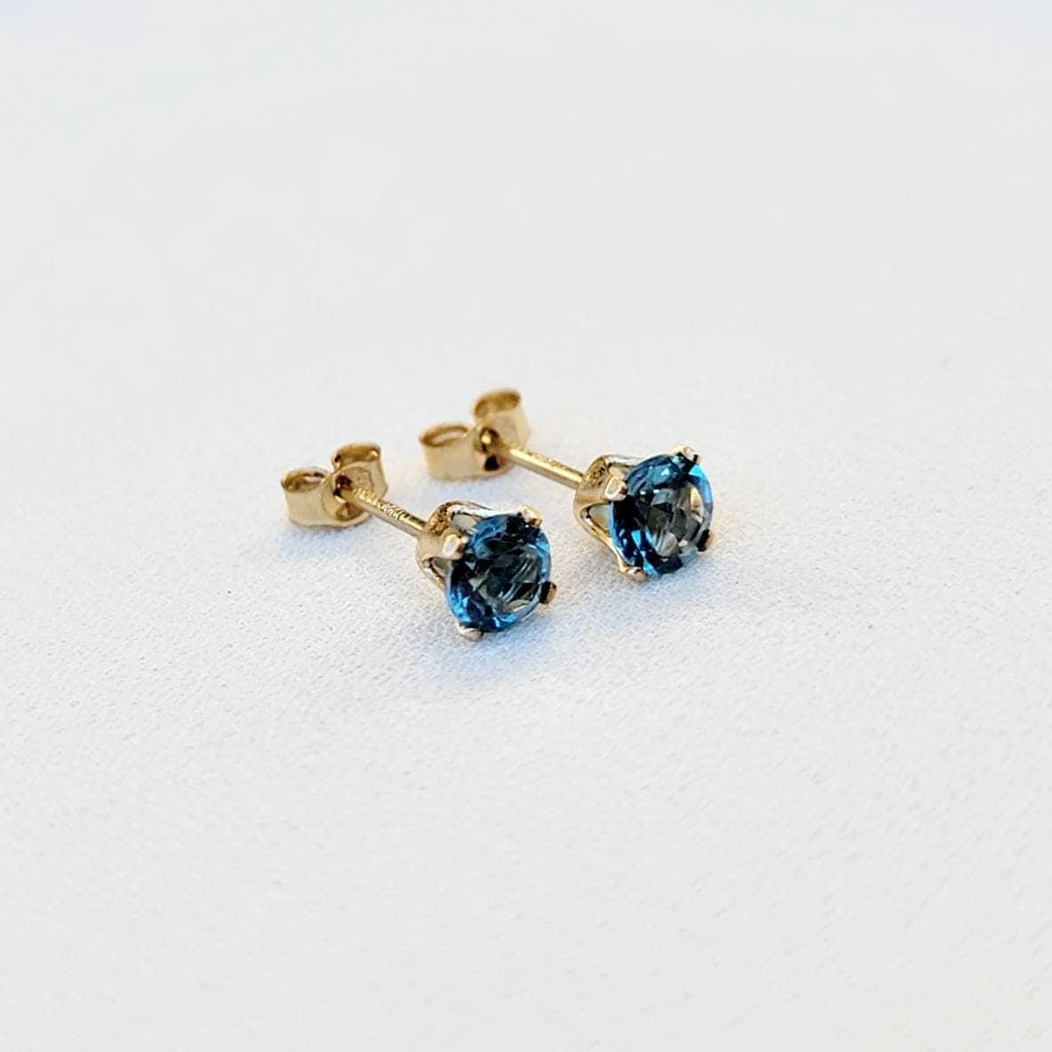 London Blue Topaz Stud Earrings – 14K Gold, Gold Filled, or Sterling Silver Jewelry