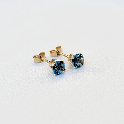 London Blue Topaz Stud Earrings – 14K Gold, Gold Filled, or Sterling Silver Jewelry