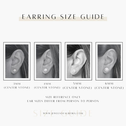 Topaz Stud Earrings: Rose Gold Halo - Sterling Silver Setting