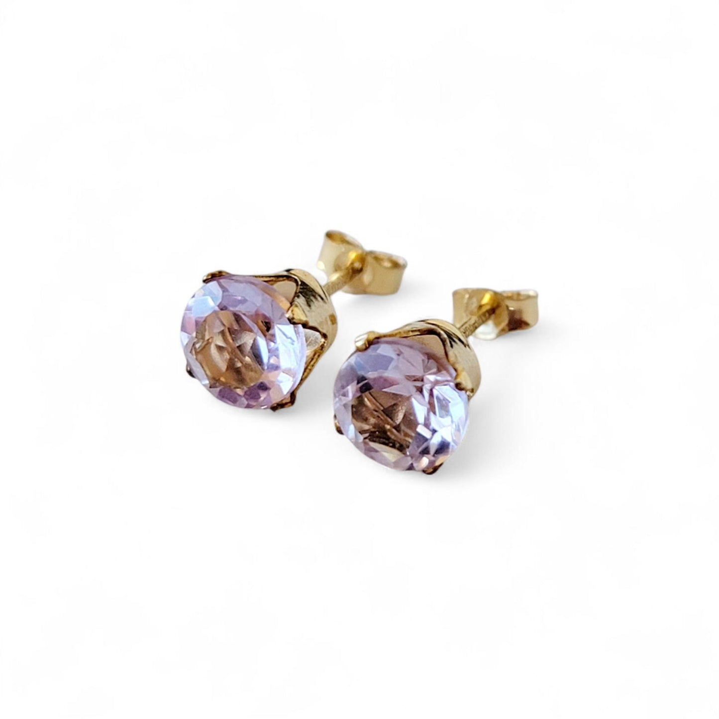 Pink Amethyst Stud Earrings – Solid 14K Gold, Gold Filled or Sterling Silver