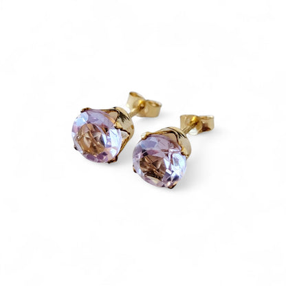 Pink Amethyst Stud Earrings – Solid 14K Gold, Gold Filled or Sterling Silver