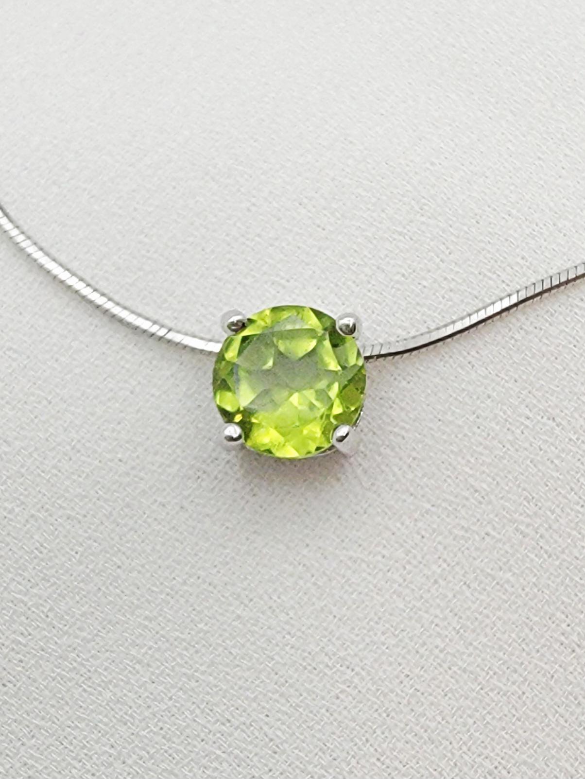 925 Sterling Silver Peridot Pendant Necklace - Rose Gold Peridot Gemstone Charm Necklace - .925 Silver Chain Necklace