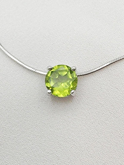 925 Sterling Silver Peridot Pendant Necklace - Rose Gold Peridot Gemstone Charm Necklace - .925 Silver Chain Necklace