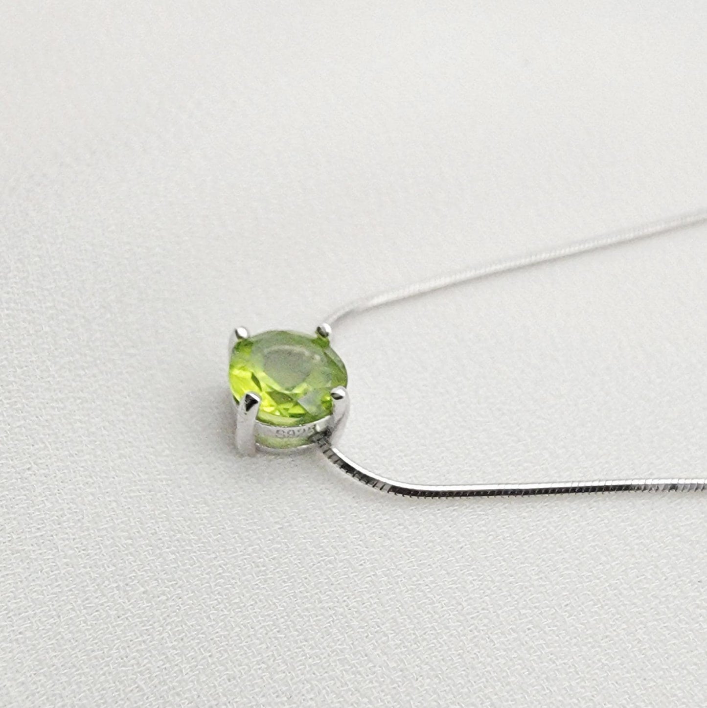 925 Sterling Silver Peridot Pendant Necklace - Rose Gold Peridot Gemstone Charm Necklace - .925 Silver Chain Necklace