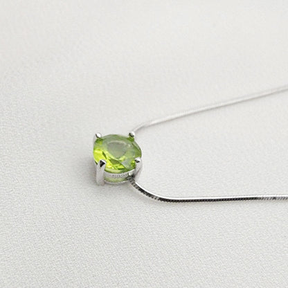 925 Sterling Silver Peridot Pendant Necklace - Rose Gold Peridot Gemstone Charm Necklace - .925 Silver Chain Necklace