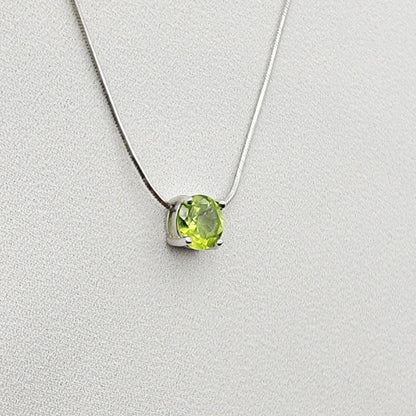 925 Sterling Silver Peridot Pendant Necklace - Rose Gold Peridot Gemstone Charm Necklace - .925 Silver Chain Necklace