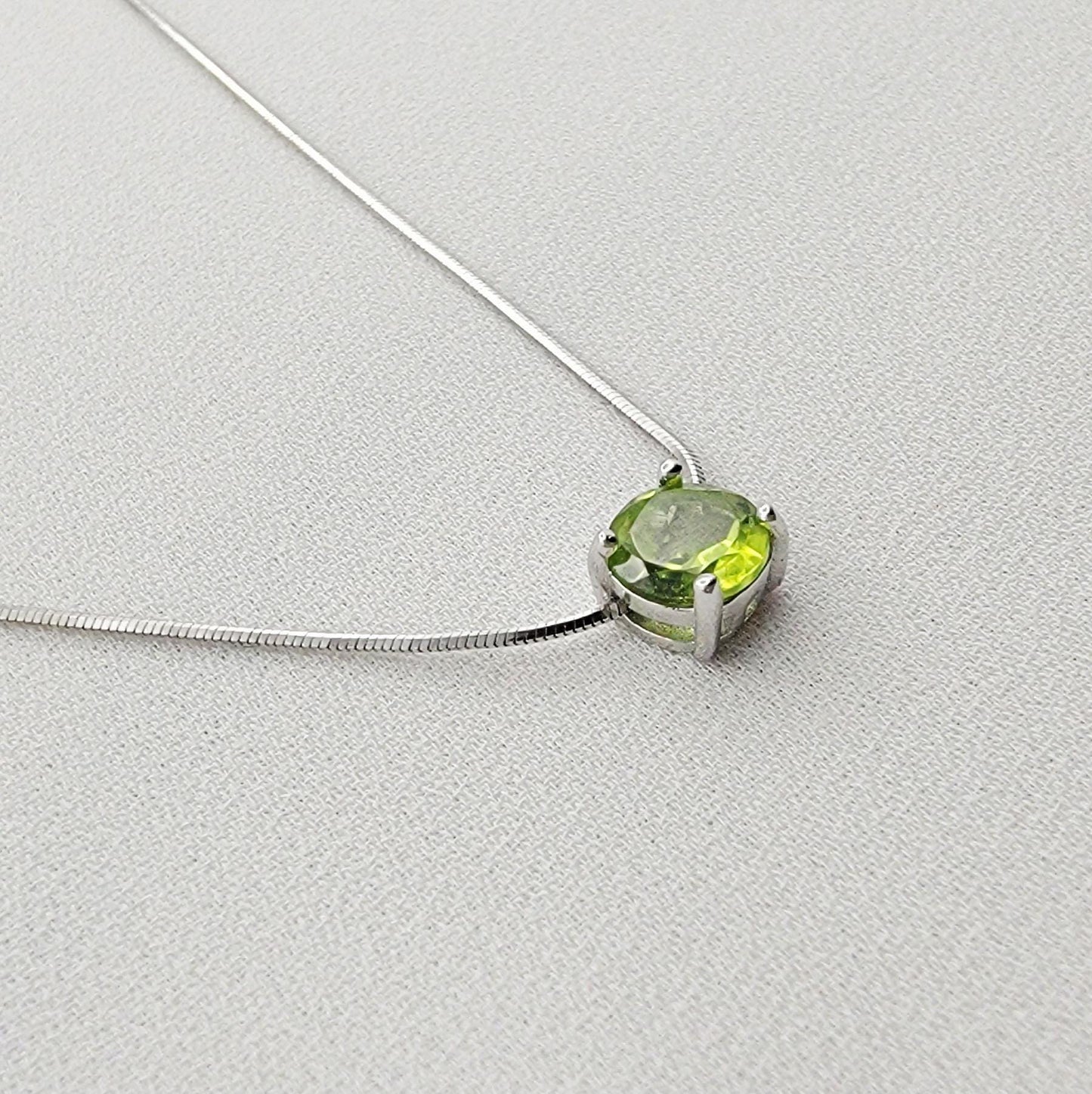 925 Sterling Silver Peridot Pendant Necklace - Rose Gold Peridot Gemstone Charm Necklace - .925 Silver Chain Necklace