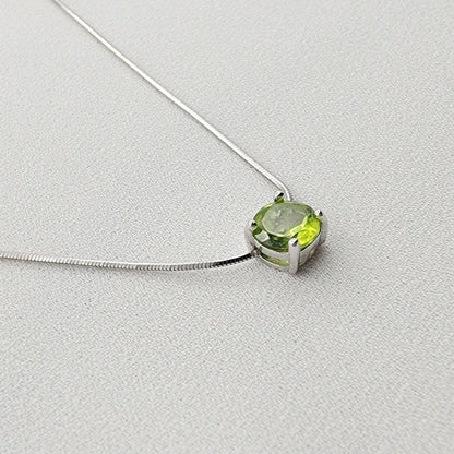 925 Sterling Silver Peridot Pendant Necklace - Rose Gold Peridot Gemstone Charm Necklace - .925 Silver Chain Necklace