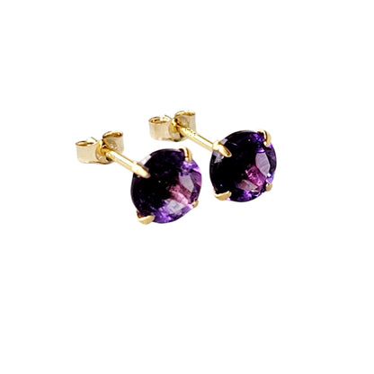 Amethyst Stud Earrings – Sterling Silver or Gold Plated (3–6mm)