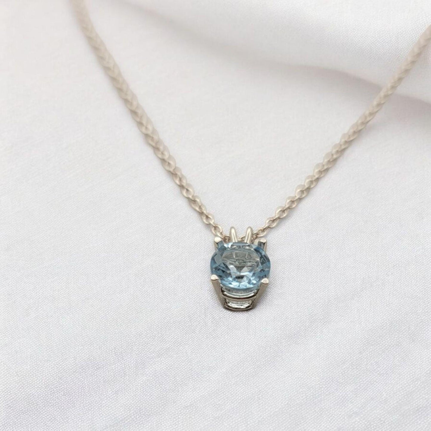 Sky Blue Topaz Pendant Necklace – 14K Gold or Sterling Silver