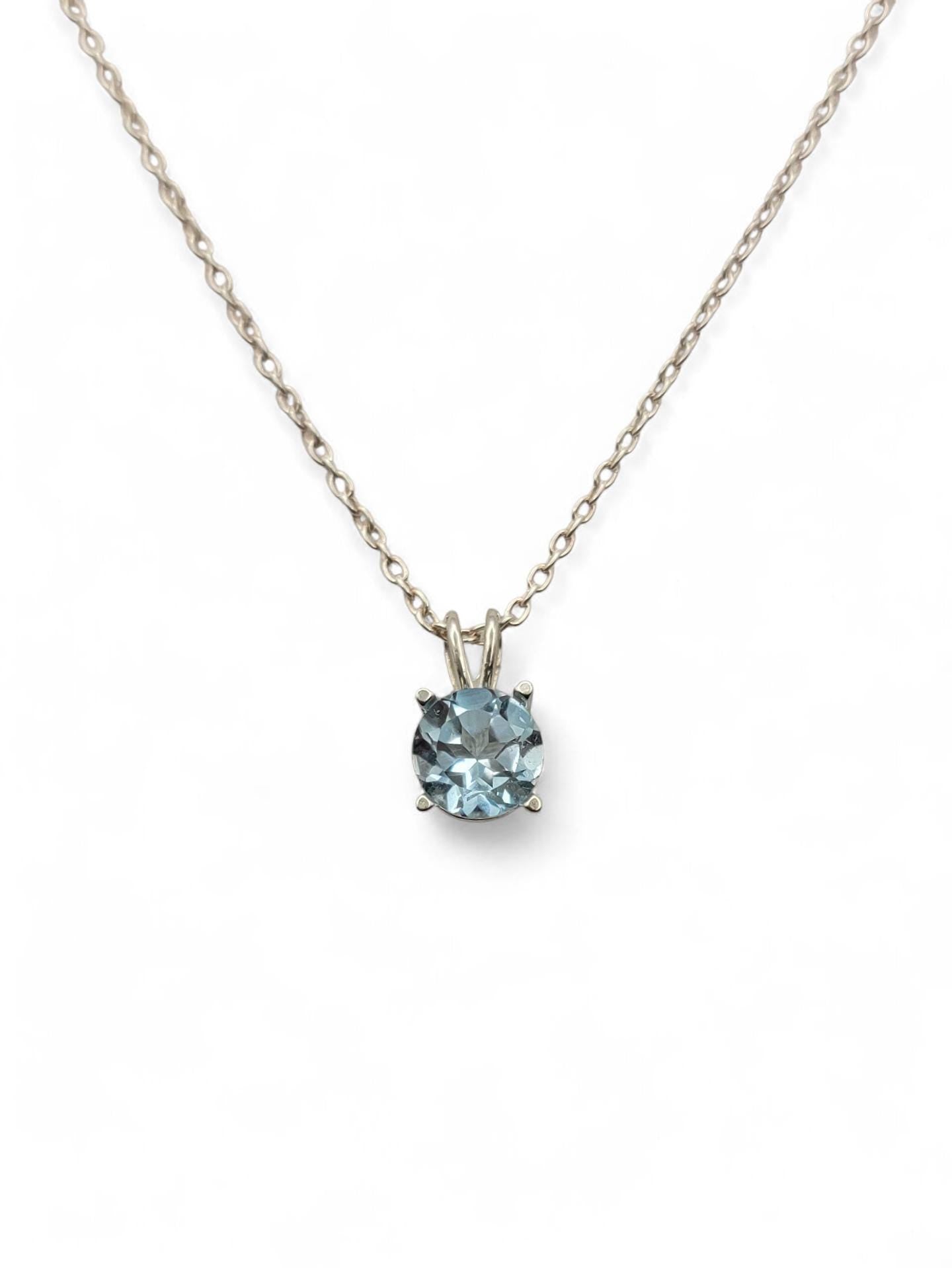 Sky Blue Topaz Pendant Necklace – 14K Gold or Sterling Silver