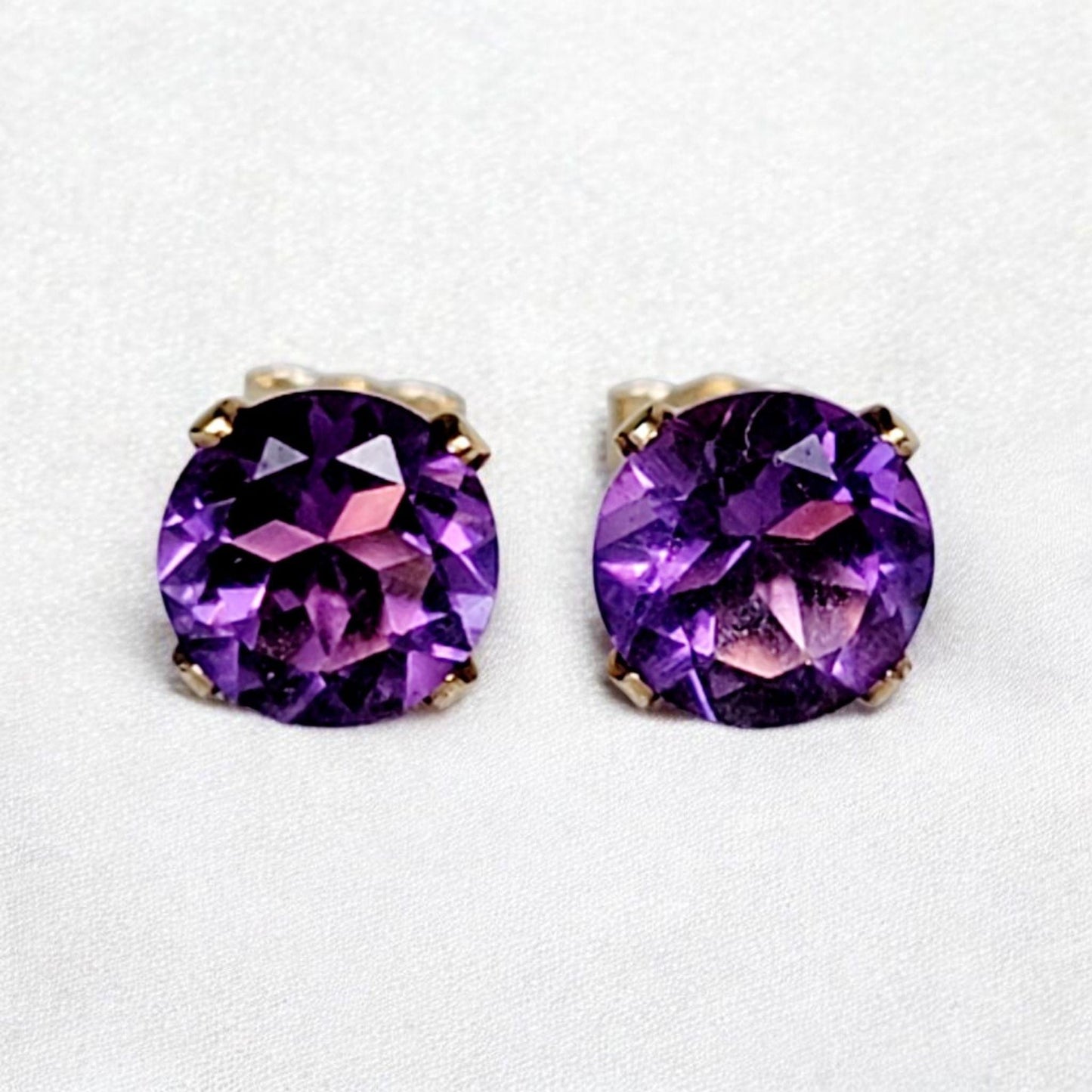 Amethyst stud earrings 14k solid gold, gold filled, or sterling silver — available in rose, yellow, or white gold settings