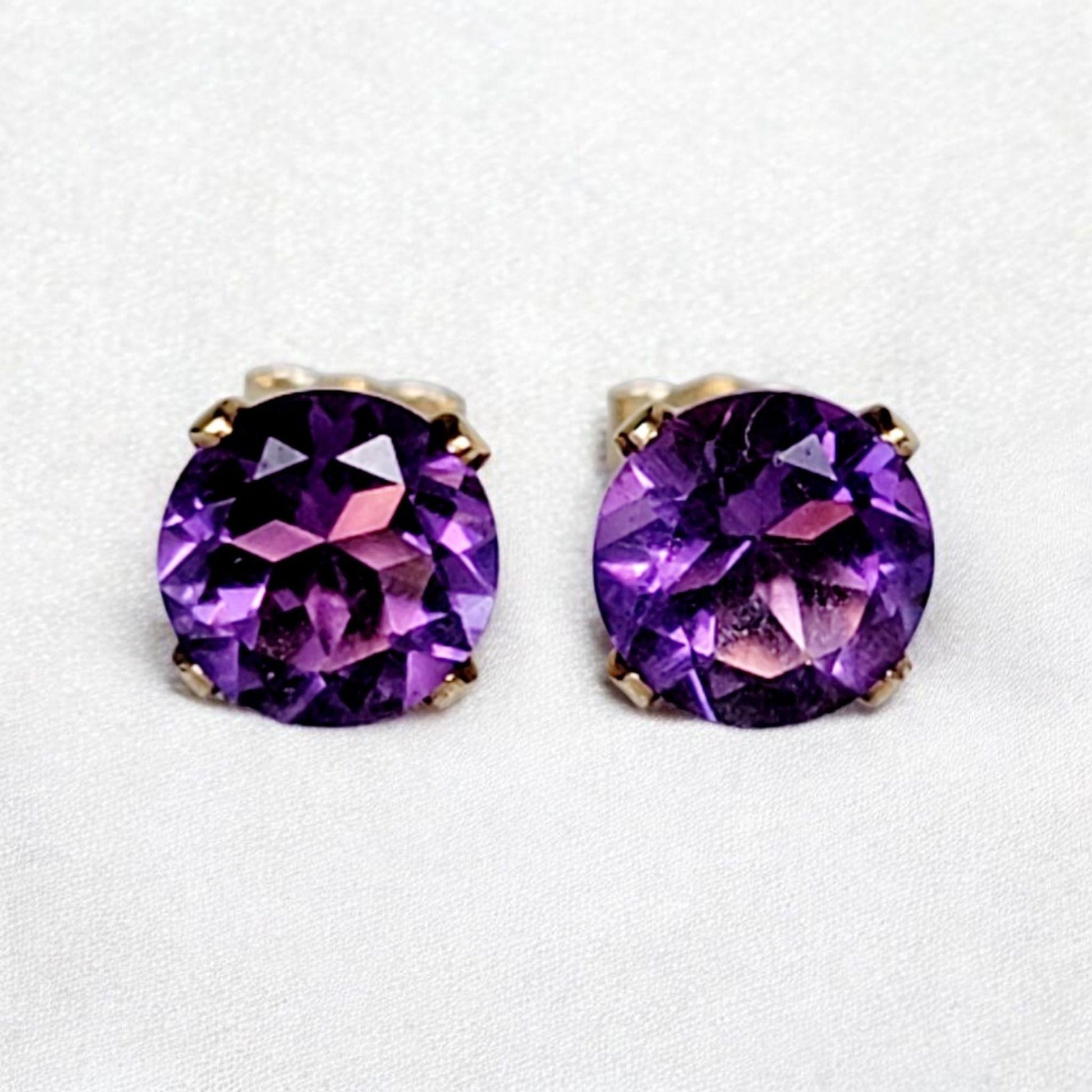 Amethyst stud earrings 14k solid gold, gold filled, or sterling silver — available in rose, yellow, or white gold settings