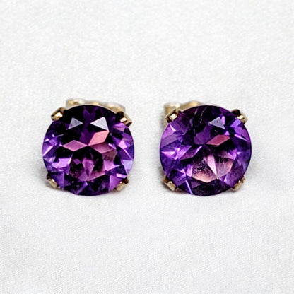 Amethyst stud earrings 14k solid gold, gold filled, or sterling silver — available in rose, yellow, or white gold settings