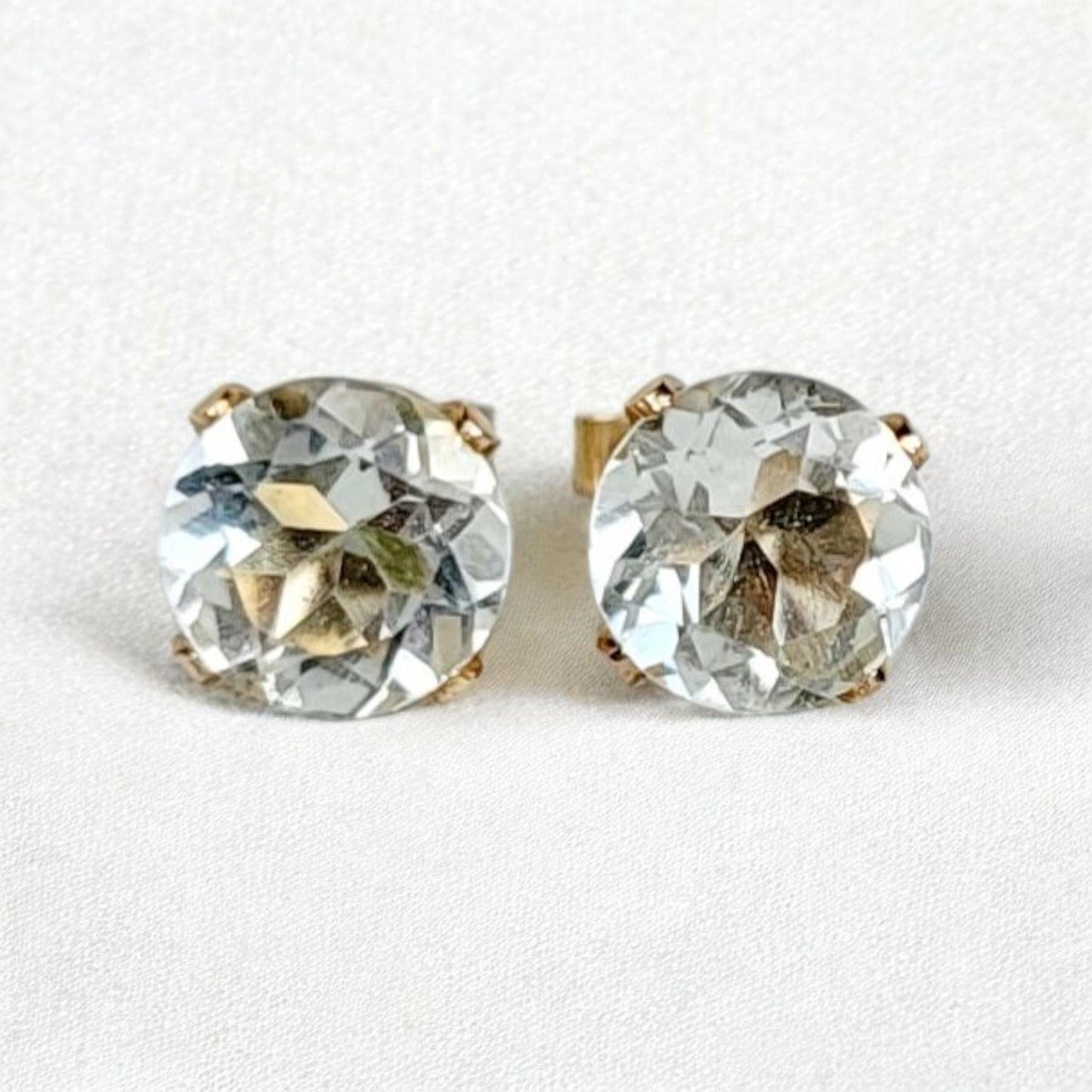 Green amethyst stud earrings in 14k solid gold, gold filled, or sterling silver — available in white, yellow, or rose gold and sizes 3mm, 4mm, 5mm, 6mm — natural prasiolite gemstone studs, elegant minimalist birthstone jewelry gift.