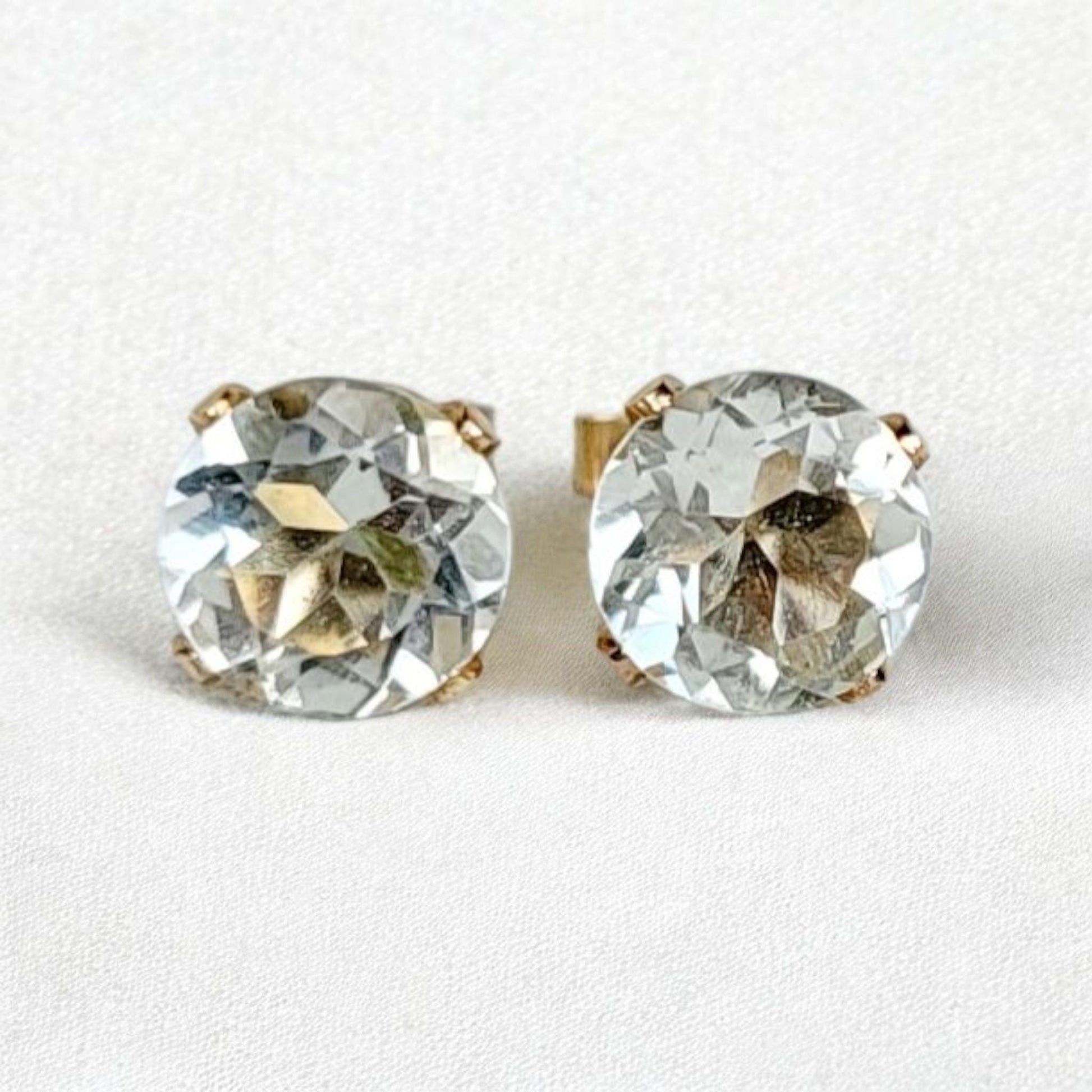 Green amethyst stud earrings in 14k solid gold, gold filled, or sterling silver — available in white, yellow, or rose gold and sizes 3mm, 4mm, 5mm, 6mm — natural prasiolite gemstone studs, elegant minimalist birthstone jewelry gift.