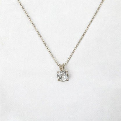 White topaz pendant necklace in 14k gold or sterling silver, available in 6mm–3mm with 16 or 18 inch chain.