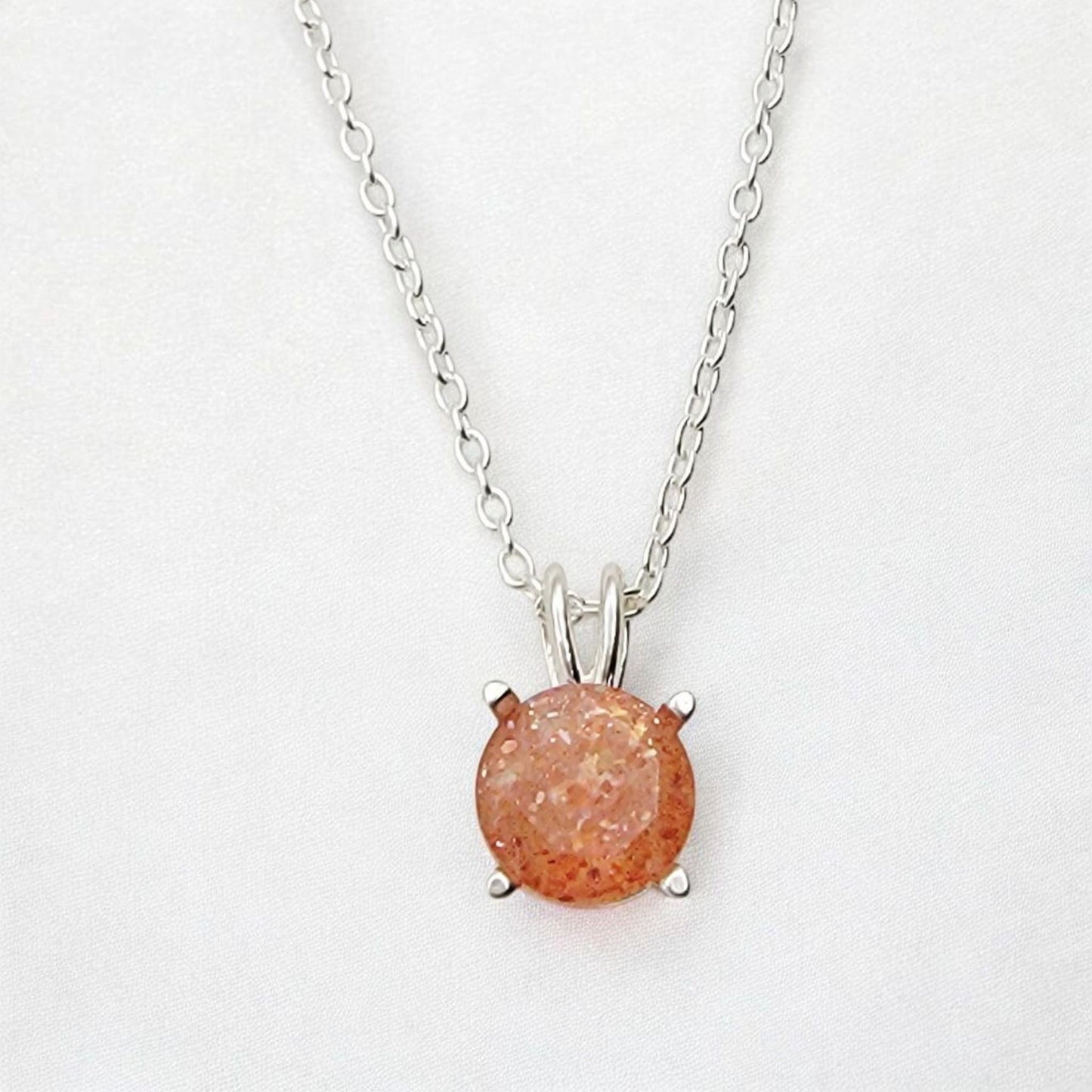 Sunstone Pendant Necklace – 14K Gold or Sterling Silver