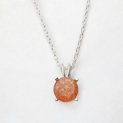 Sunstone Pendant Necklace – 14K Gold or Sterling Silver