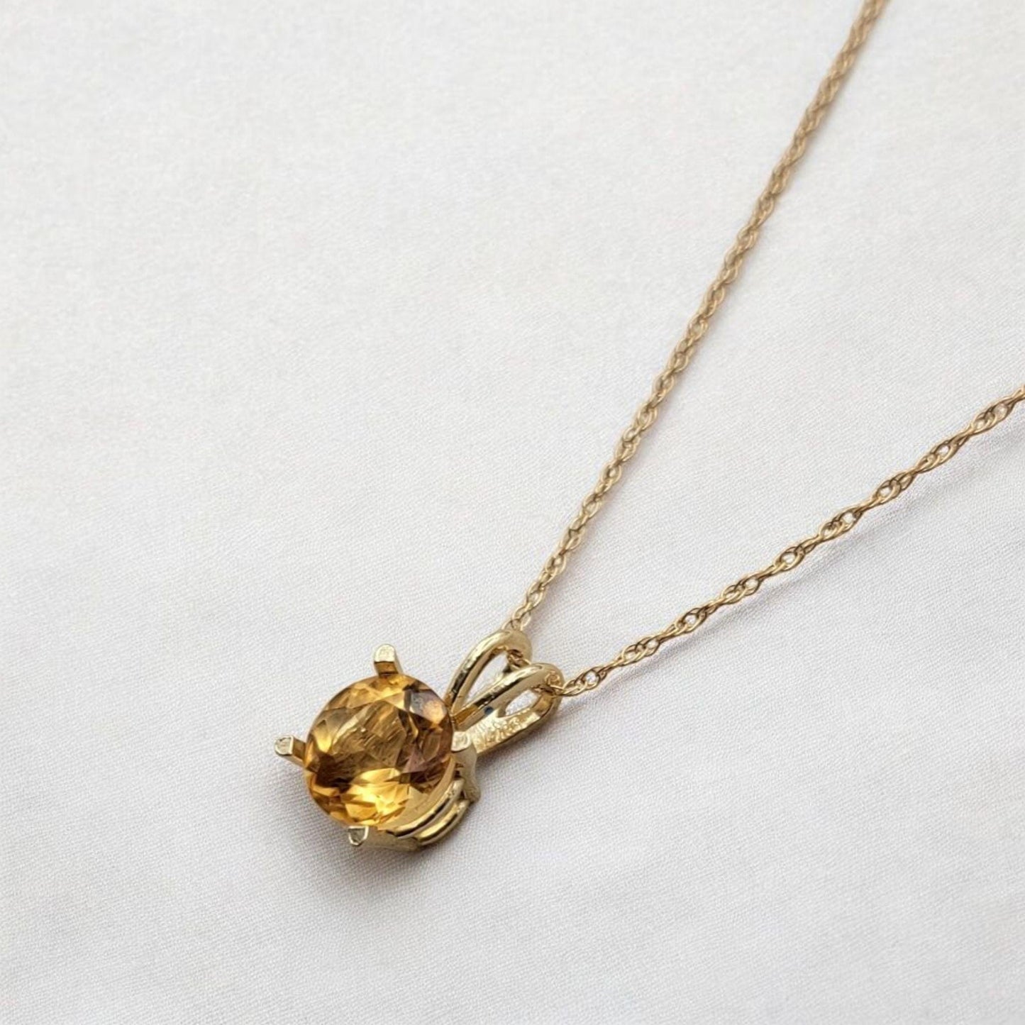 Citrine Pendant Necklace – 14K Gold or Sterling Silver
