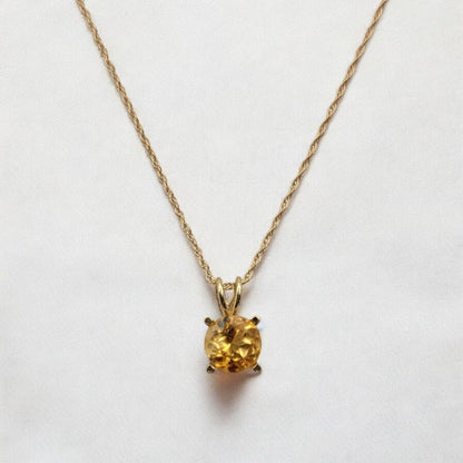 Citrine Pendant Necklace – 14K Gold or Sterling Silver