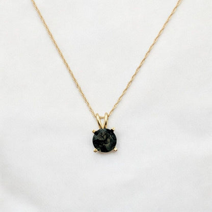 Moss Agate Pendant Necklace – 14K Gold or Sterling Silver