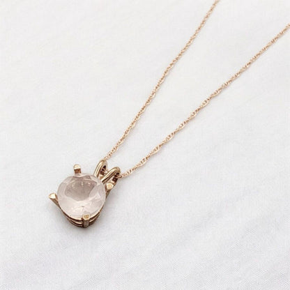 Rose Quartz Pendant Necklace – 14K Gold or Sterling Silver
