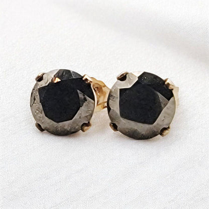 Pyrite stud earrings available in 14k solid gold, gold filled, or sterling silver — choose rose, yellow, or white gold for a minimalist natural gemstone look