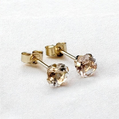 Morganite Stud Earrings – 14K Gold, Gold Filled or Sterling Silver