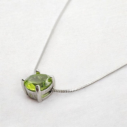 925 Sterling Silver Peridot Pendant Necklace - Rose Gold Peridot Gemstone Charm Necklace - .925 Silver Chain Necklace