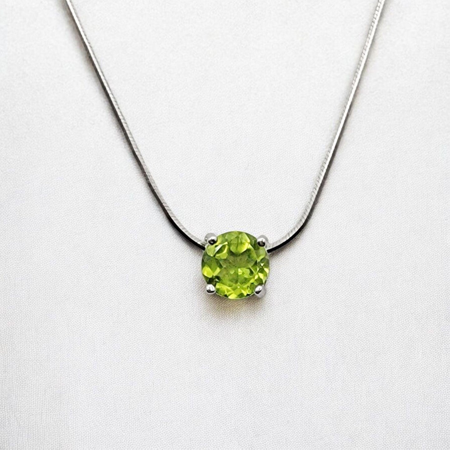 925 Sterling Silver Peridot Pendant Necklace - Rose Gold Peridot Gemstone Charm Necklace - .925 Silver Chain Necklace