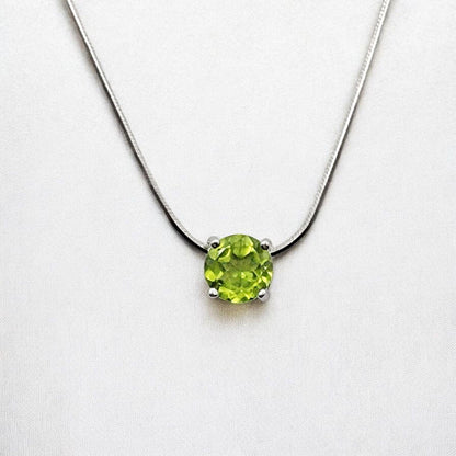 925 Sterling Silver Peridot Pendant Necklace - Rose Gold Peridot Gemstone Charm Necklace - .925 Silver Chain Necklace