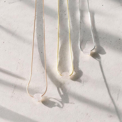Rose Quartz Pendant: Delicate Pink Gemstone Necklace (14k Rose Gold Plated or Silver)