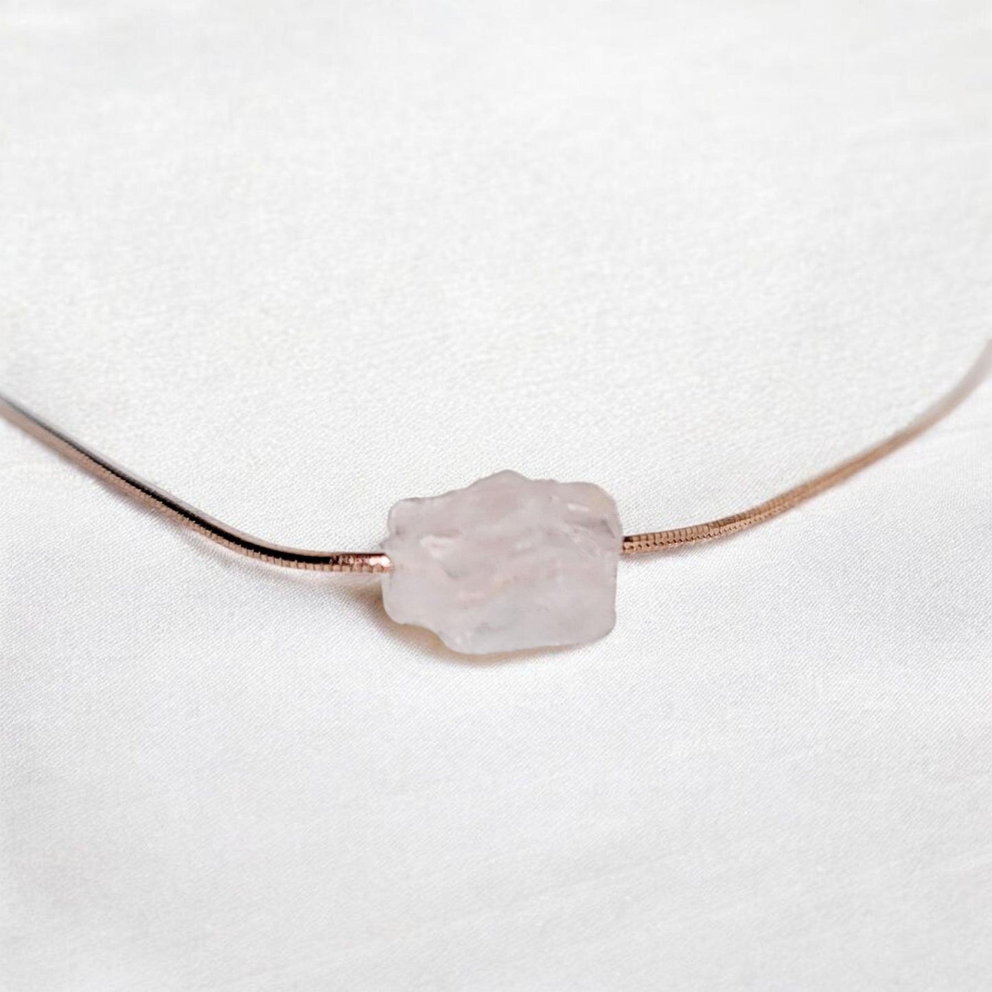 Rose Quartz Pendant: Delicate Pink Gemstone Necklace (14k Rose Gold Plated or Silver)
