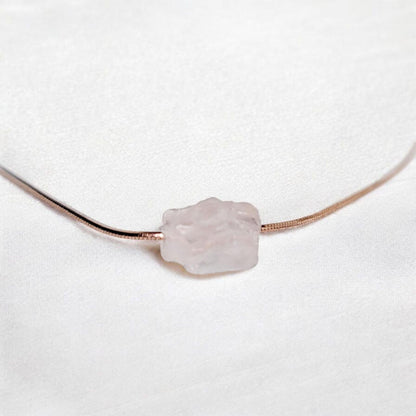Rose Quartz Pendant: Delicate Pink Gemstone Necklace (14k Rose Gold Plated or Silver)