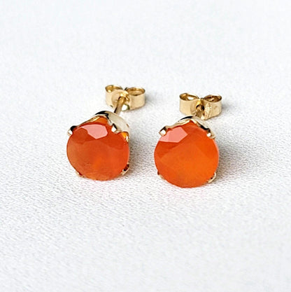 Carnelian Stud Earrings – 14K Gold, Gold Filled, or Sterling Silver Jewelry