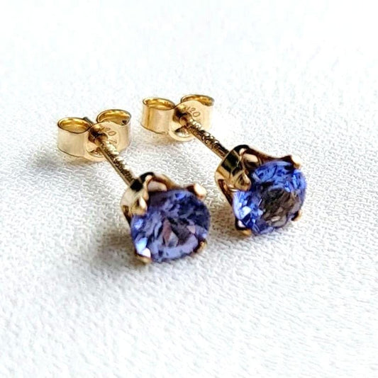 Tanzanite Stud Earrings – 14K Gold, Gold Filled or Sterling Silver