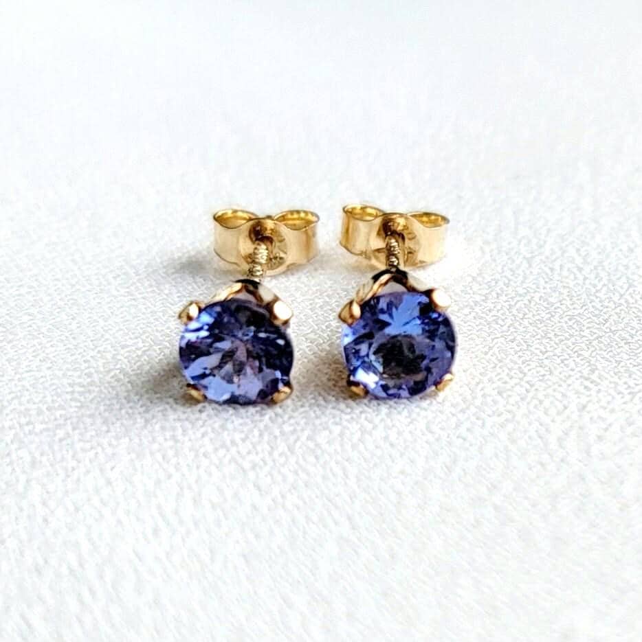Tanzanite Stud Earrings – 14K Gold, Gold Filled or Sterling Silver