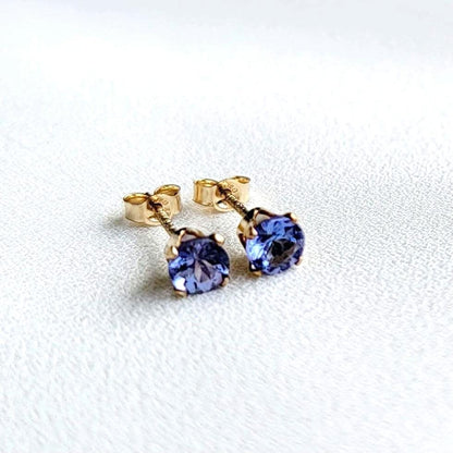 Tanzanite Stud Earrings – 14K Gold, Gold Filled or Sterling Silver