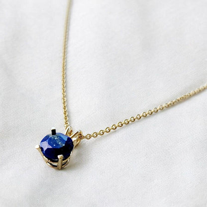 Lapis Lazuli Pendant Necklace – 14K Gold or Sterling Silver