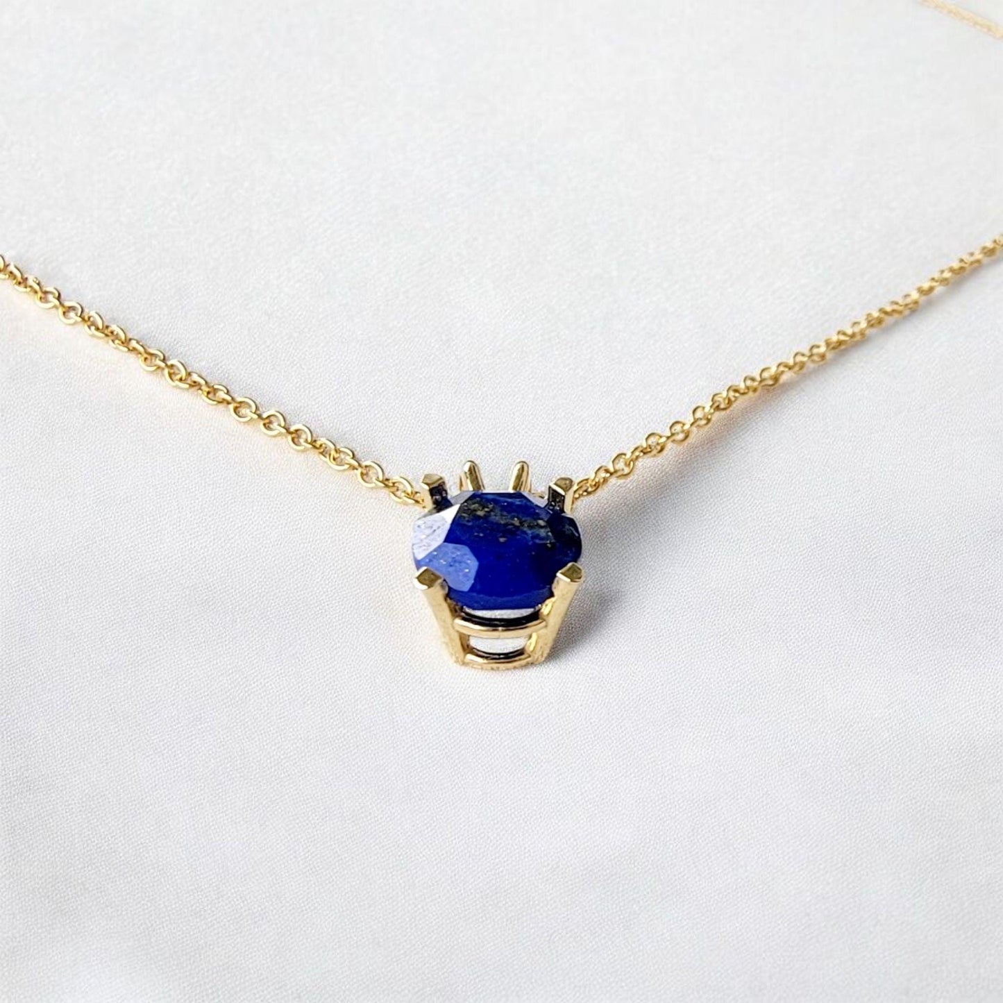 Lapis Lazuli Pendant Necklace – 14K Gold or Sterling Silver
