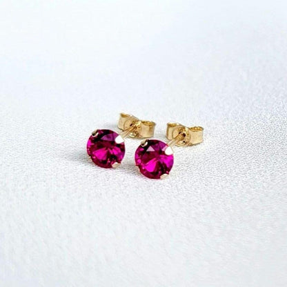 Ruby Stud Earrings – 14K Gold, Gold Filled, or Sterling Silver Jewelry