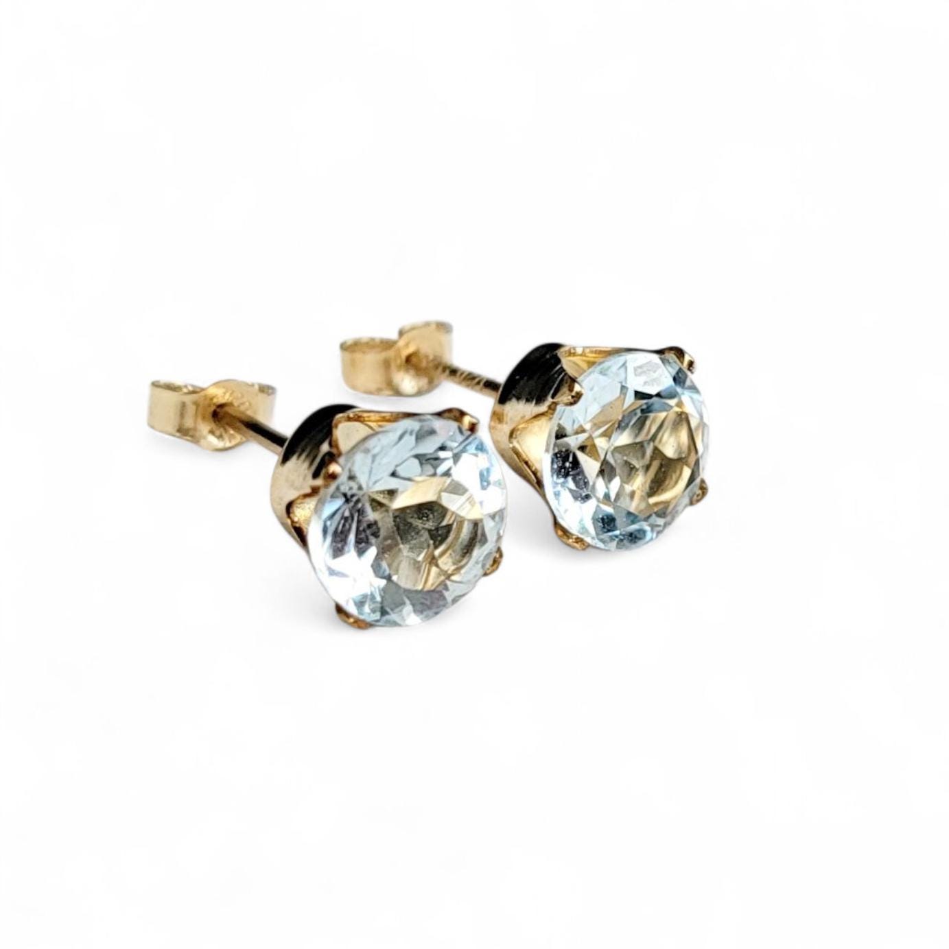 Sky Blue Topaz Stud Earrings – 14K Gold, Gold Filled, or Sterling Silver Jewelry